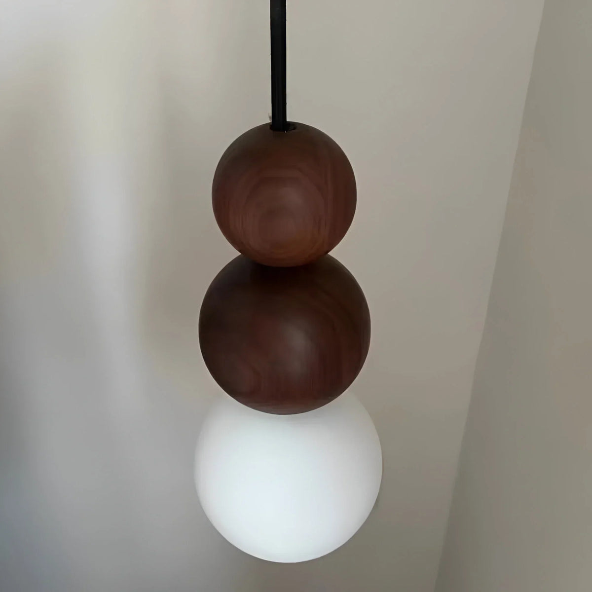 Walnut Wood Brass Wall Light with Gradient Glass