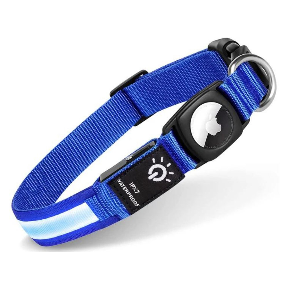 Waterproof LED Dog Collar with AirTag Holder