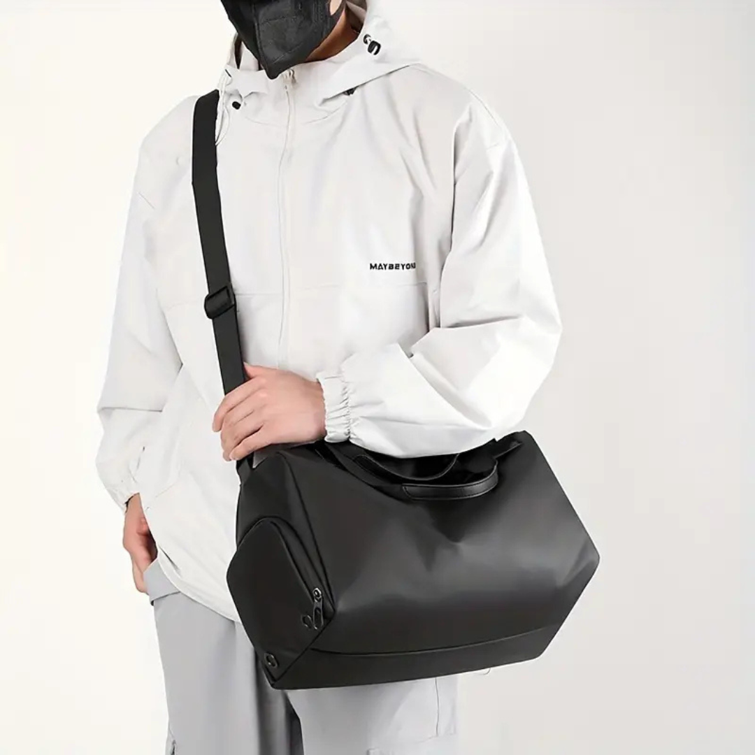 Waterproof Sports Gym Bag with Shoe Compartment and Bottom Pocket
