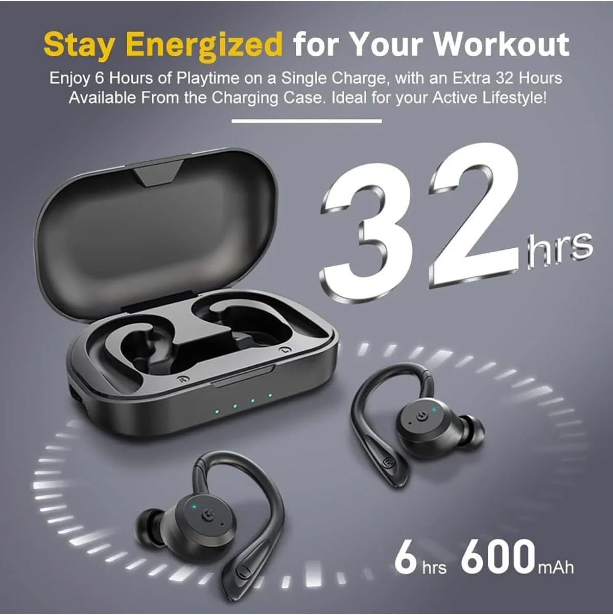 Waterproof Wireless Sports Earbuds Bluetooth Headphones 20 Hour Playtime