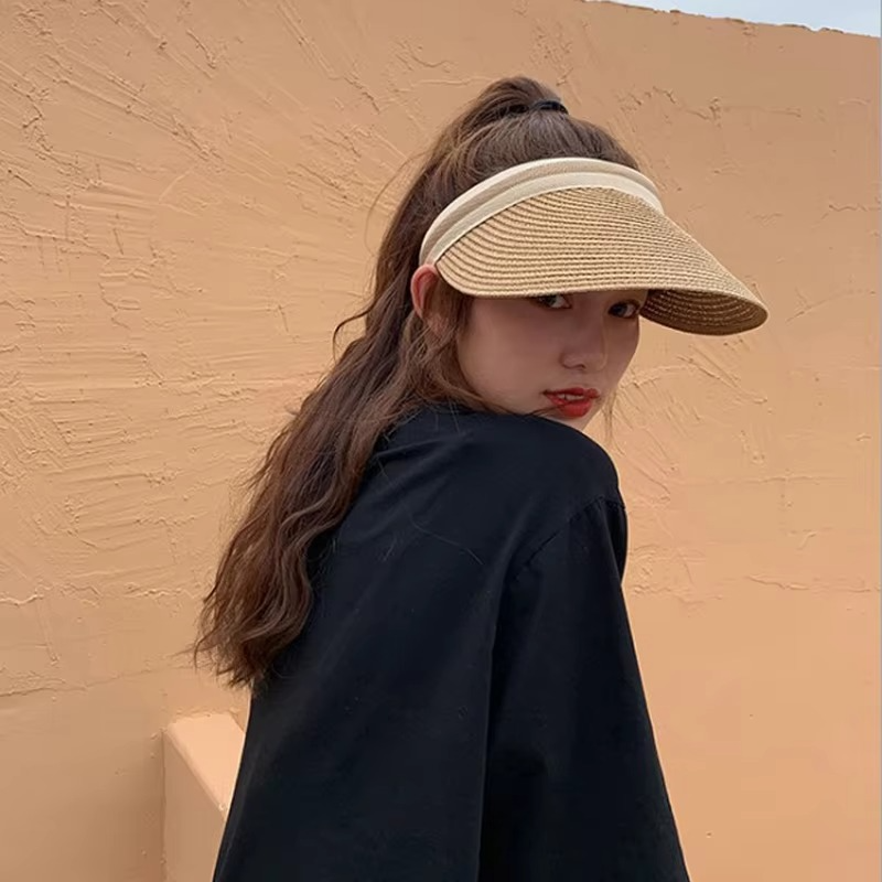 Wide Brim UV Sun Visor Hat Adjustable Open Top Cap