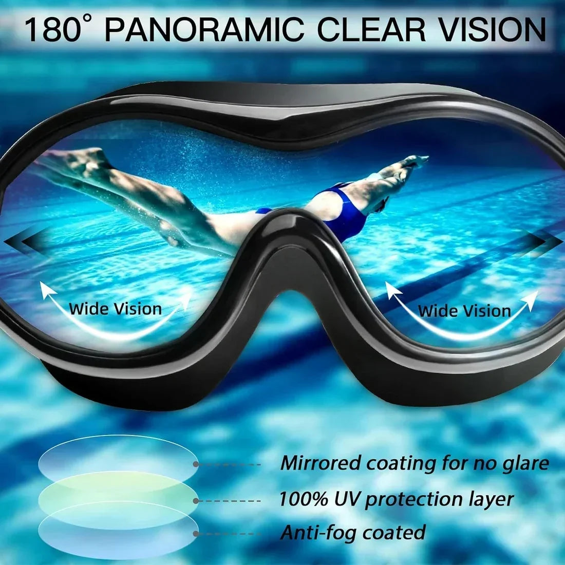 Wide View Anti Fog Swim Goggles