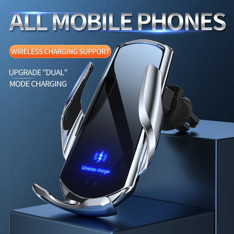 Wireless Fast Charging Car Phone Holder with Auto Clamping