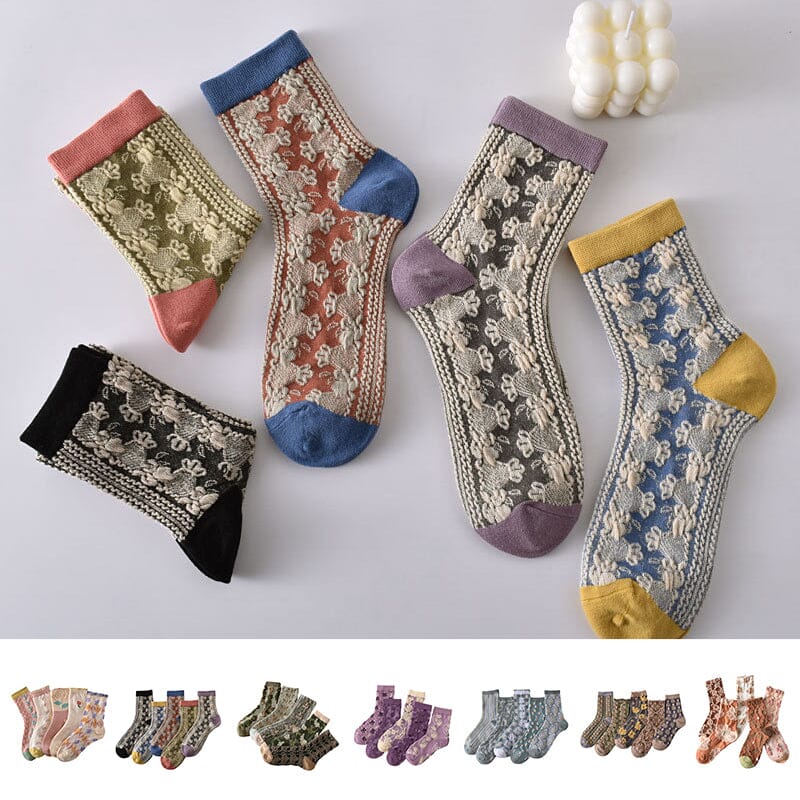 Women's Floral Cotton Socks 10 Pairs