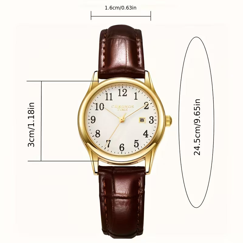 Women’s Quartz Watch with Faux Leather Strap and Analog Display