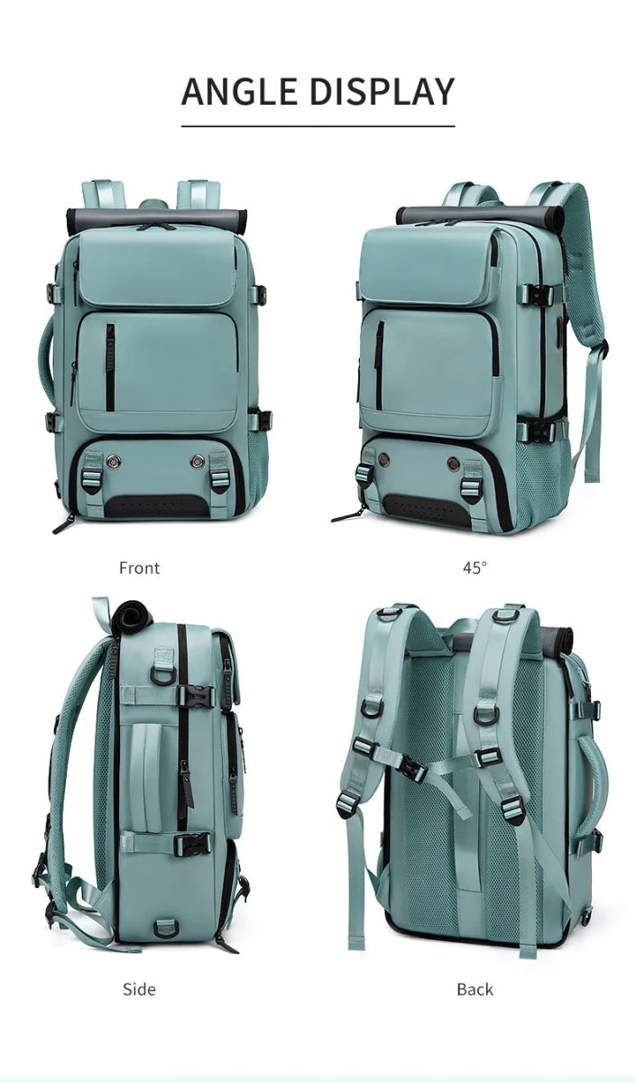 Waterproof Travel Backpack with USB Charging Port and Shoe Compartment