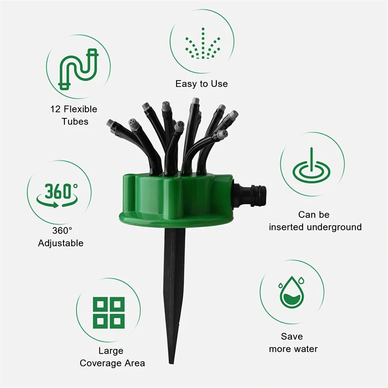 12-in-1 Garden Sprinkler Irrigation System with 360° Adjustable Spray