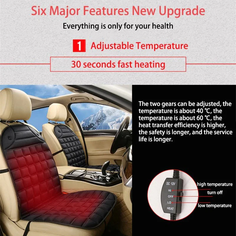 12V Heated Car Seat Cushion With Adjustable Temperature Control