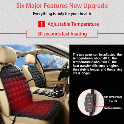12V Heated Car Seat Cushion With Adjustable Temperature Control