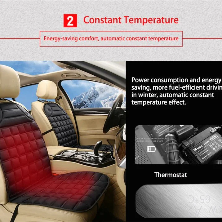 12V Heated Car Seat Cushion With Adjustable Temperature Control