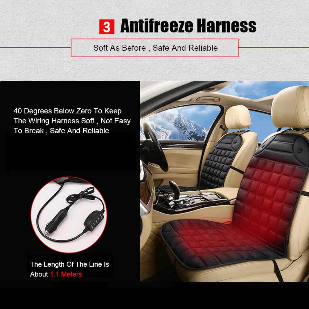 12V Heated Car Seat Cushion With Adjustable Temperature Control