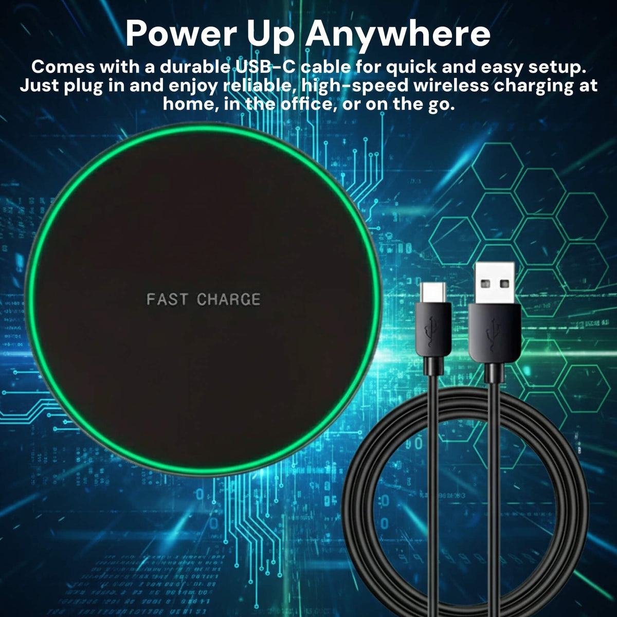 15W Fast Wireless Charging Pad for Qi Compatible Smartphones