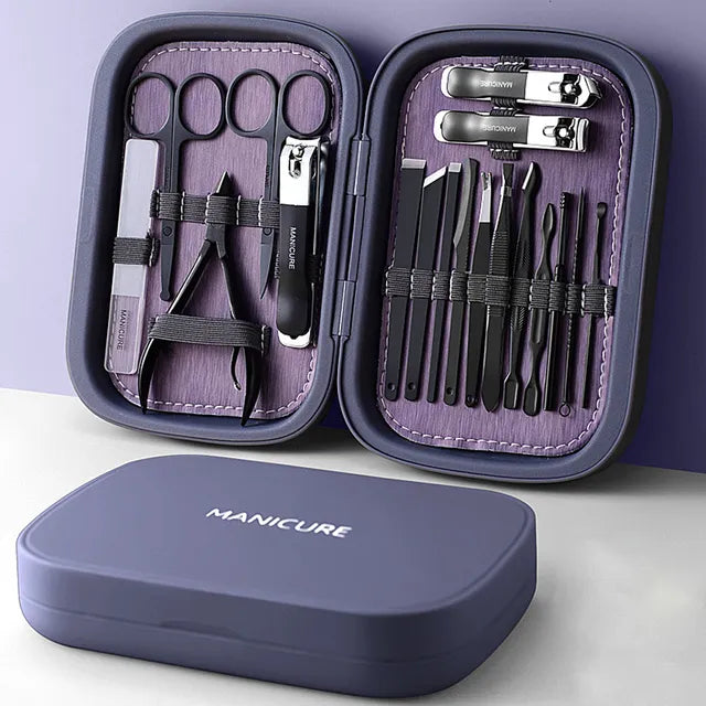 18 Piece Stainless Steel Manicure and Pedicure Kit with Case