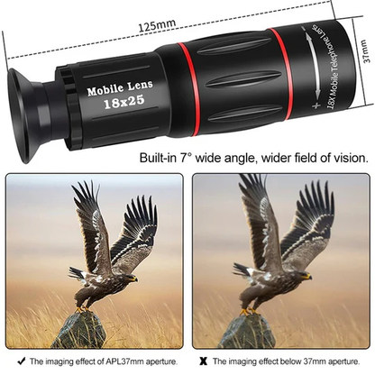 18X Smartphone Telephoto Lens with Universal Phone Clip