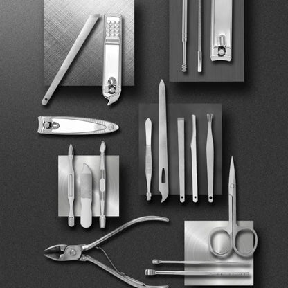 19 Piece Stainless Steel Manicure Pedicure Kit with Travel Case