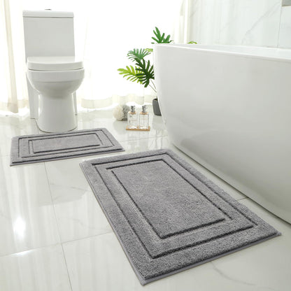 2 Piece Microfiber Bath Mat Set Non Slip Quick Drying