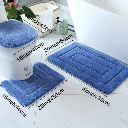 2 Piece Microfiber Bath Mat Set Non Slip Quick Drying