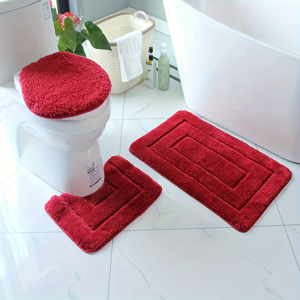2 Piece Microfiber Bath Mat Set Non Slip Quick Drying