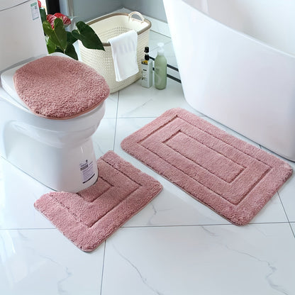 2 Piece Microfiber Bath Mat Set Non Slip Quick Drying
