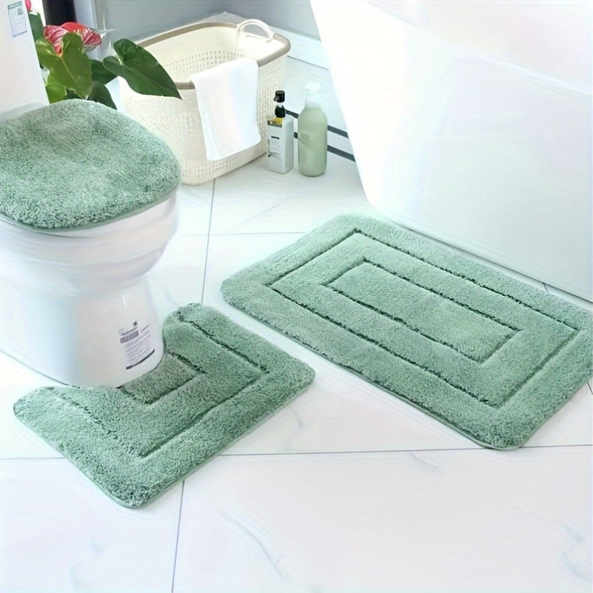 2 Piece Microfiber Bath Mat Set Non Slip Quick Drying