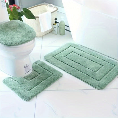 2 Piece Microfiber Bath Mat Set Non Slip Quick Drying