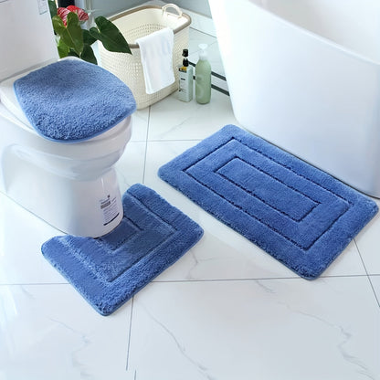 2 Piece Microfiber Bath Mat Set Non Slip Quick Drying