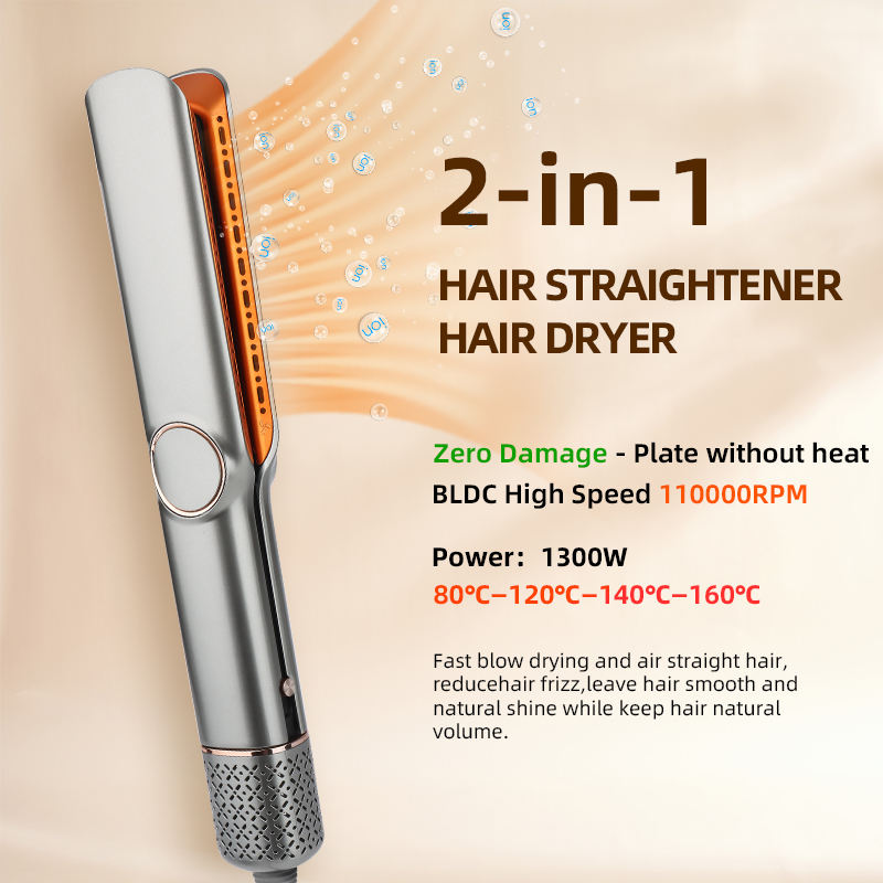 2 in 1 Hair Dryer Straightening Brush Styling Tool