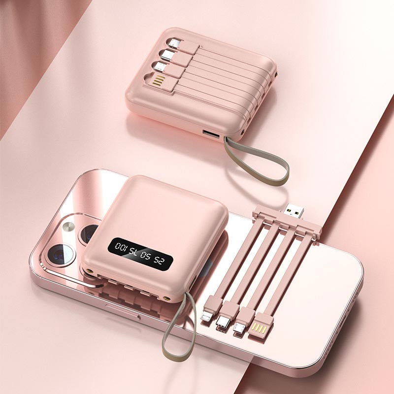 20000mAh Fast Charging Mini Power Bank with Built In Cables