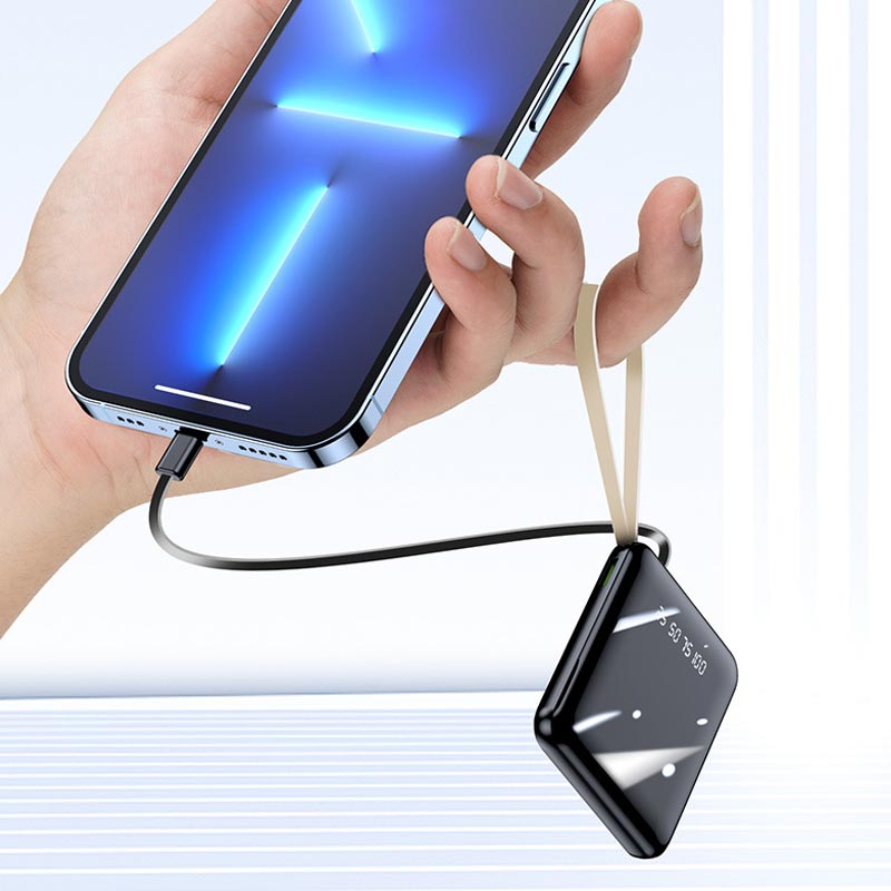 20000mAh Fast Charging Mini Power Bank with Built In Cables