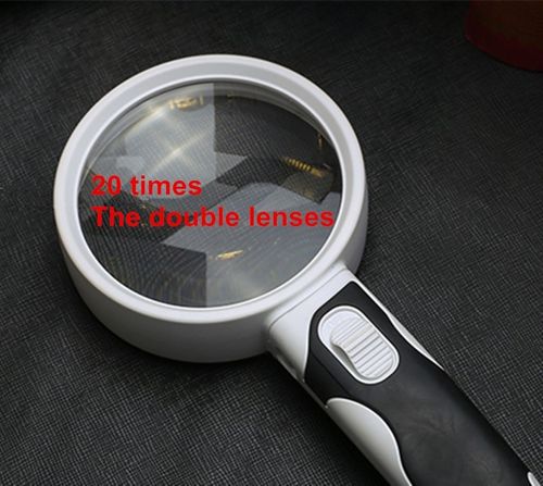 20X LED Magnifying Glass Large Handheld Reading Magnifier
