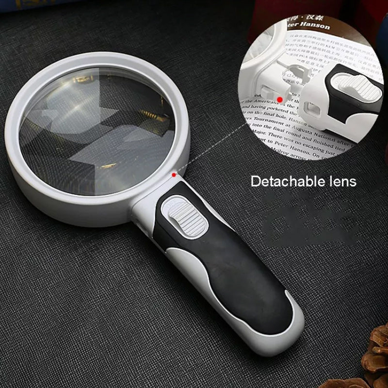 20X LED Magnifying Glass Large Handheld Reading Magnifier