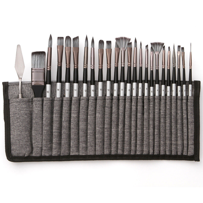 24 Piece Artist Paint Brush Set with Palette Knife