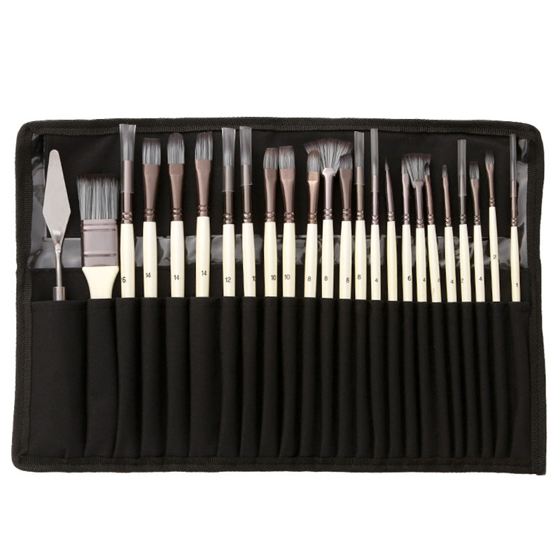 24 Piece Artist Paint Brush Set with Palette Knife