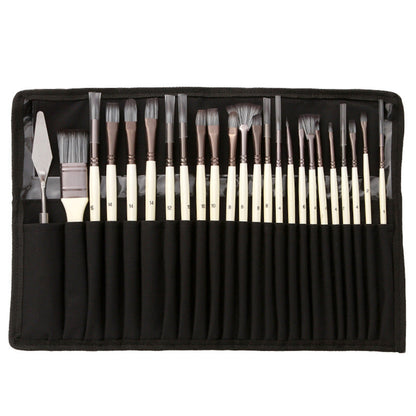 24 Piece Artist Paint Brush Set with Palette Knife