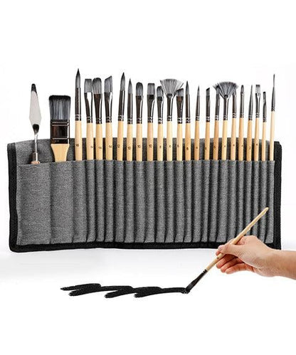 24 Piece Artist Paint Brush Set with Palette Knife