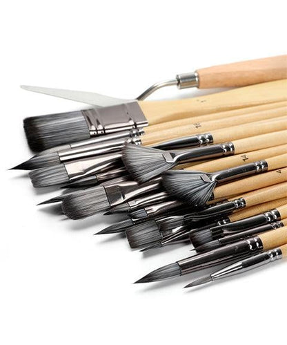24 Piece Artist Paint Brush Set with Palette Knife