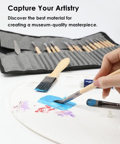 24 Piece Artist Paint Brush Set with Palette Knife