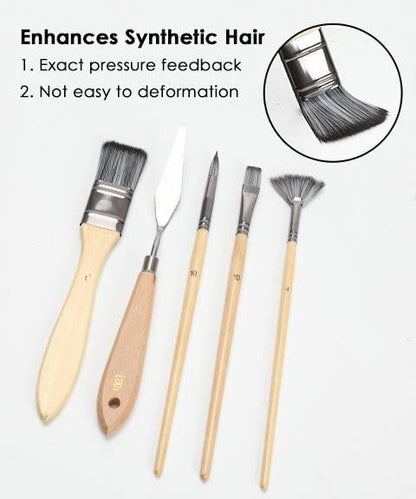 24 Piece Artist Paint Brush Set with Palette Knife