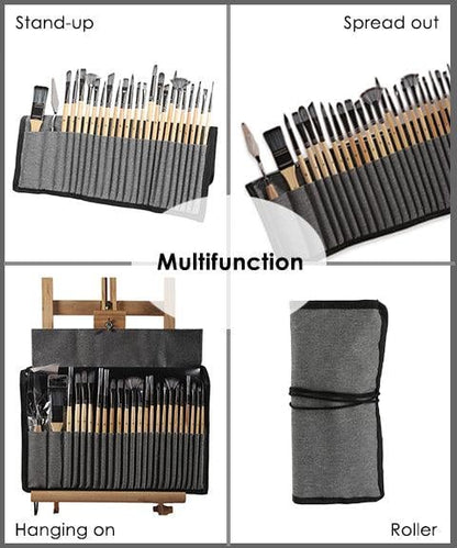 24 Piece Artist Paint Brush Set with Palette Knife