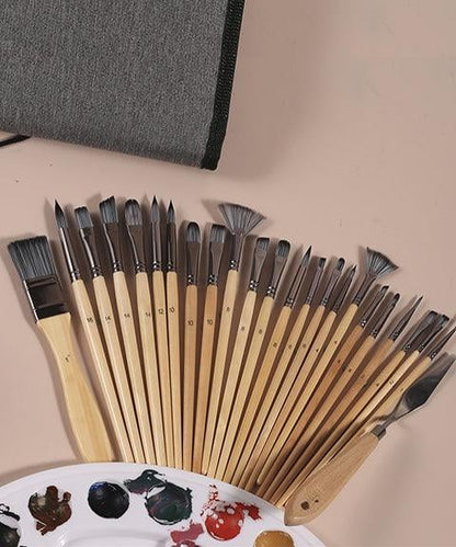 24 Piece Artist Paint Brush Set with Palette Knife