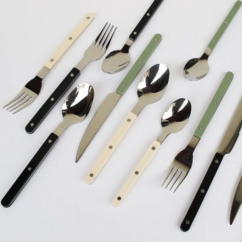 24 Piece Engraved Stainless Steel Flatware Set