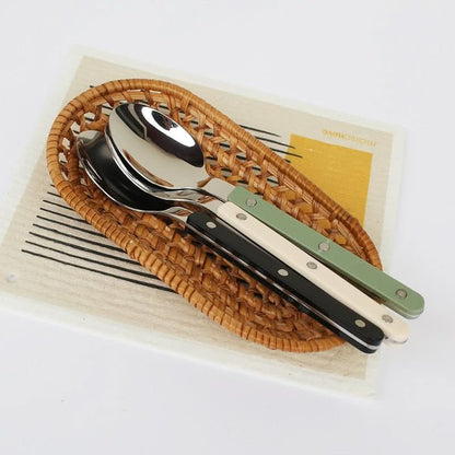 24 Piece Engraved Stainless Steel Flatware Set