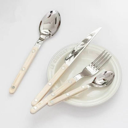 24 Piece Engraved Stainless Steel Flatware Set
