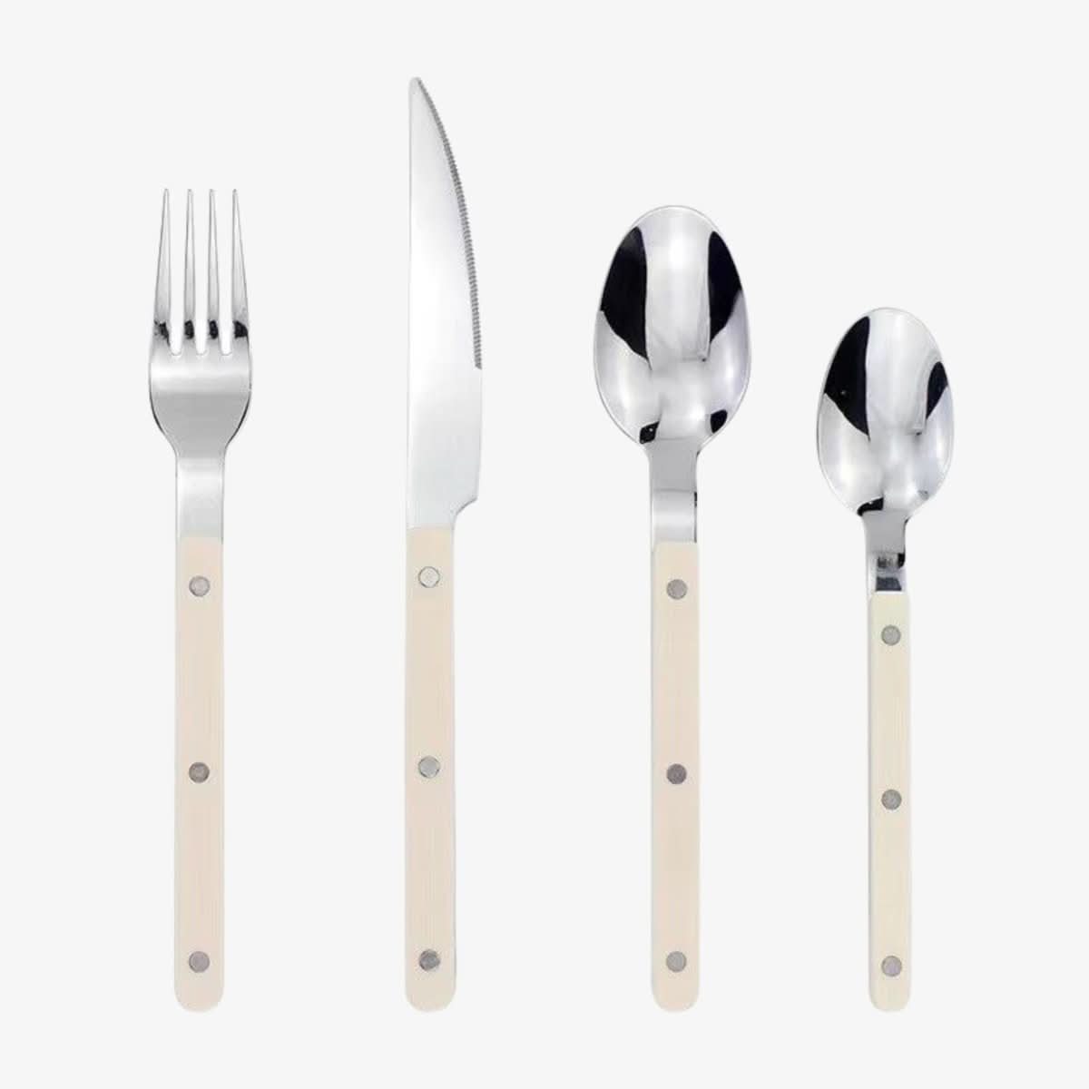 24 Piece Engraved Stainless Steel Flatware Set