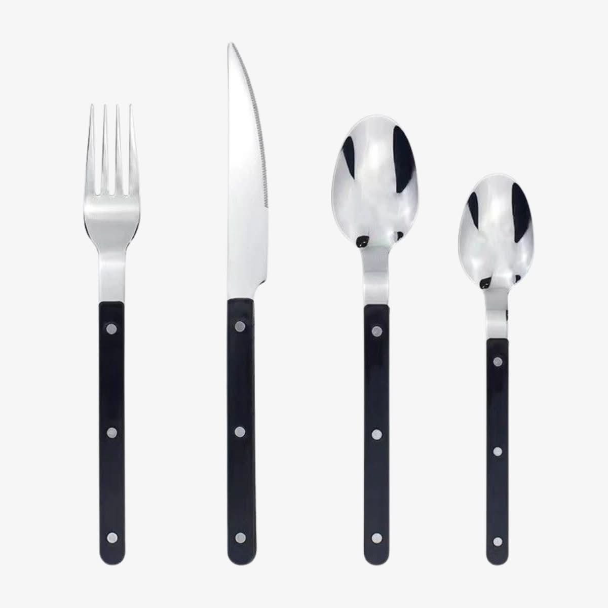 24 Piece Engraved Stainless Steel Flatware Set