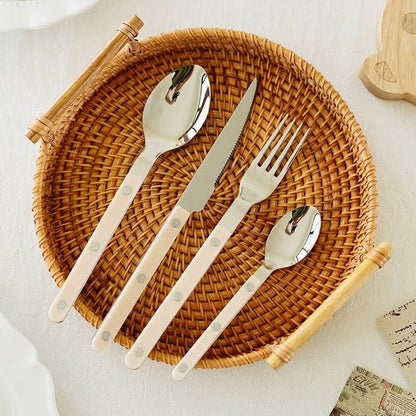 24 Piece Engraved Stainless Steel Flatware Set