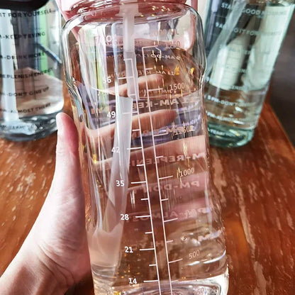 2L Motivational Water Bottle with Straw and Time Marker