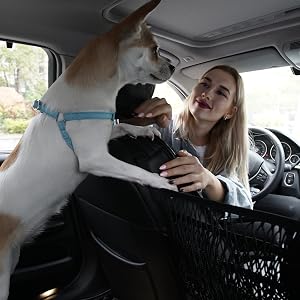 3 Layer Car Seat Net Organizer with Pet Barrier and Storage