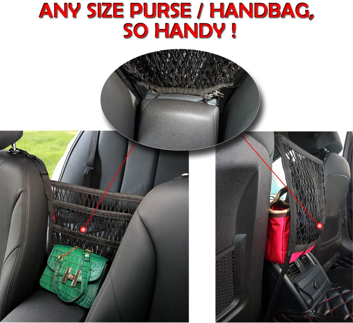 3 Layer Car Seat Net Organizer with Pet Barrier and Storage