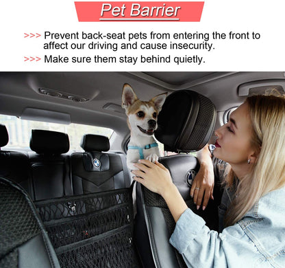 3 Layer Car Seat Net Organizer with Pet Barrier and Storage